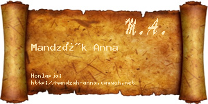 Mandzák Anna névjegykártya
